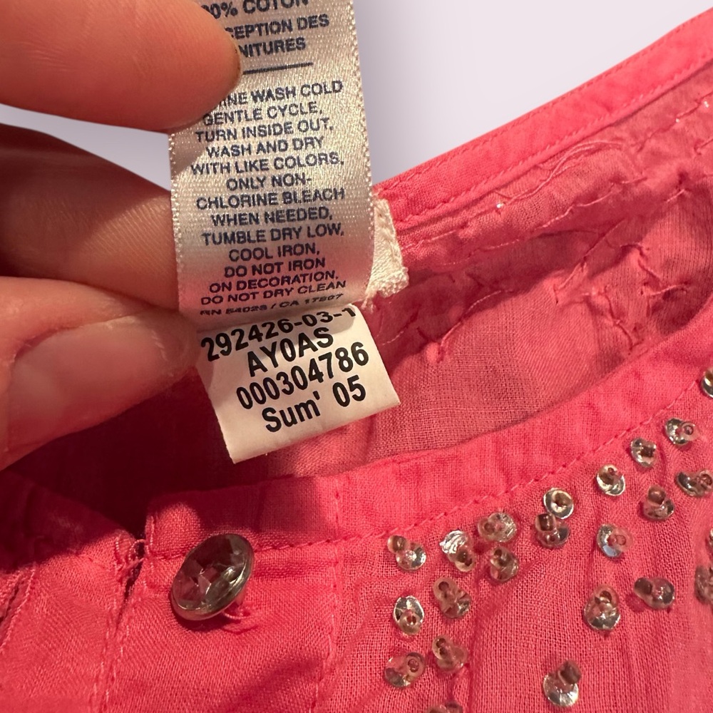 Women's Old Navy Summer 2005 Pink Blouse with Sparkle Accents Sz Large - Picture 9 of 12